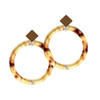 Acrylic 1 1/2" Ring with 4mm Crystal Mixed Brown and Yellow Brown Crystal Diamond-Shape Earrings