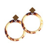 Acrylic 1 1/2" Ring Mixed Brown and Yellow Brown Crystal Diamond-Shape Earrings