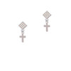 Small AB Crystal Cross White AB Crystal Diamond-Shape Earrings