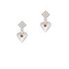 Large November - Yellow Crystal Heart White AB Crystal Diamond-Shape Earrings