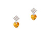 Yellow Crystal Heart White AB Crystal Diamond-Shape Earrings