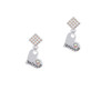 Heart with ''Volleyball'' and AB Crystal White AB Crystal Diamond-Shape Earrings