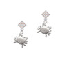 Antiqued Crab White AB Crystal Diamond-Shape Earrings