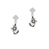 Flower with AB Crystal White AB Crystal Diamond-Shape Earrings