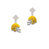 Small Yellow Football Helmet White AB Crystal Diamond-Shape Earrings
