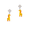 Resin Yellow Geronimo the Giraffe White AB Crystal Diamond-Shape Earrings