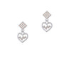 Heart with AB Crystal Heartbeat White AB Crystal Diamond-Shape Earrings