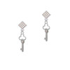 Trefoil Key with AB Crystals White AB Crystal Diamond-Shape Earrings