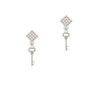 Small Clear AB Crystals Oval Key White AB Crystal Diamond-Shape Earrings