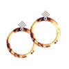 Acrylic 1 1/2" Ring Mixed Brown and Yellow White AB Crystal Diamond-Shape Earrings