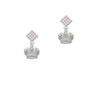 Crown with 3 Clear AB Crystals White AB Crystal Diamond-Shape Earrings