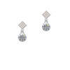 Small Basketball with a AB Crystal White AB Crystal Diamond-Shape Earrings