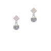 Small Soccer ball with a AB Crystal White AB Crystal Diamond-Shape Earrings