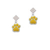 Large Yellow Paw White AB Crystal Diamond-Shape Earrings