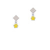 Mini Translucent Yellow Paw White AB Crystal Diamond-Shape Earrings