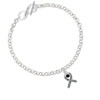 Scroll Ribbon with Black Crystal To Infinity Joshua 1:9 Toggle Bracelet
