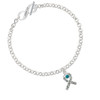 Scroll Ribbon with Teal Crystal To Infinity Joshua 1:9 Toggle Bracelet
