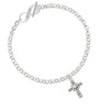 Scroll Cross with Clear Crystal To Infinity Matthew 17:20 Toggle Bracelet