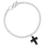 Large Black Enamel Cross with Decorated Sides To Infinity Matthew 5:4 Toggle Bracelet