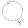 Scroll Cross with Clear Crystal To Infinity Matthew 5:4 Toggle Bracelet