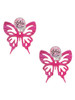 Acrylic Medium Cut Out Butterfly Magenta - Crystal Clip on Earrings
