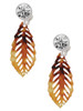 Acrylic Medium Leaf Mixed Brown and Yellow - Crystal Clip on Earrings