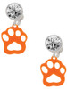Acrylic Small Paw Orange - Crystal Clip on Earrings
