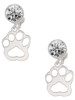 Acrylic Small Paw Mirror Silver Plated - Crystal Clip on Earrings