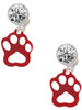 Acrylic Small Paw Maroon - Crystal Clip on Earrings: Color Choice - Red, Green, Blue, Purple, Pink, Clear, Black