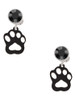 Acrylic Small Paw Black - Crystal Clip on Earrings