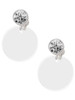 Acrylic 7/8" Disc Shimmer White - Crystal Clip on Earrings
