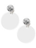 Acrylic 1" Disc Shimmer White - Crystal Clip on Earrings
