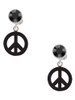 Acrylic Small Black Peace Sign - Crystal Clip on Earrings