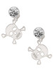 Acrylic Small Mirror Skull - Crystal Clip on Earrings