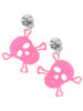 Acrylic Large Pink Skull - Crystal Clip on Earrings: Color Choice - Red, Green, Blue, Purple, Pink, Clear, Black