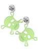 Acrylic Large Lime Green Skull - Crystal Clip on Earrings: Color Choice - Red, Green, Blue, Purple, Pink, Clear, Black