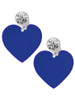 Acrylic 1" Navy Blue Heart - Crystal Clip on Earrings: Color Choice - Red, Green, Blue, Purple, Pink, Clear, Black