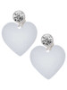 Acrylic 1" Shimmer White Heart - Crystal Clip on Earrings