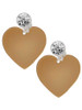 Acrylic 1" Gold-tone Heart - Crystal Clip on Earrings: Color Choice - Red, Green, Blue, Purple, Pink, Clear, Black