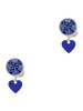 Acrylic 5/16" Royal Blue Heart - Crystal Clip on Earrings