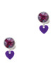 Acrylic 5/16" Purple Heart - Crystal Clip on Earrings