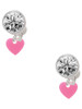 Acrylic 5/16" Hot Pink Heart - Crystal Clip on Earrings: Color Choice - Red, Green, Blue, Purple, Pink, Clear, Black