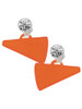 Acrylic Large Orange Megaphone - Crystal Clip on Earrings: Color Choice - Red, Green, Blue, Purple, Pink, Clear, Black