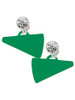 Acrylic Large Green Megaphone - Crystal Clip on Earrings: Color Choice - Red, Green, Blue, Purple, Pink, Clear, Black