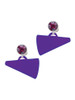 Acrylic Large Purple Megaphone - Crystal Clip on Earrings
