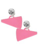 Acrylic Large Hot Pink Megaphone - Crystal Clip on Earrings: Color Choice - Red, Green, Blue, Purple, Pink, Clear, Black