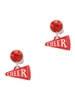 Acrylic Red Cheer Megaphone - Crystal Clip on Earrings
