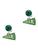 Acrylic Green Cheer Megaphone - Crystal Clip on Earrings