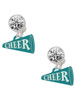 Acrylic Teal Cheer Megaphone - Crystal Clip on Earrings