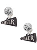Acrylic Black Cheer Megaphone - Crystal Clip on Earrings: Color Choice - Red, Green, Blue, Purple, Pink, Clear, Black